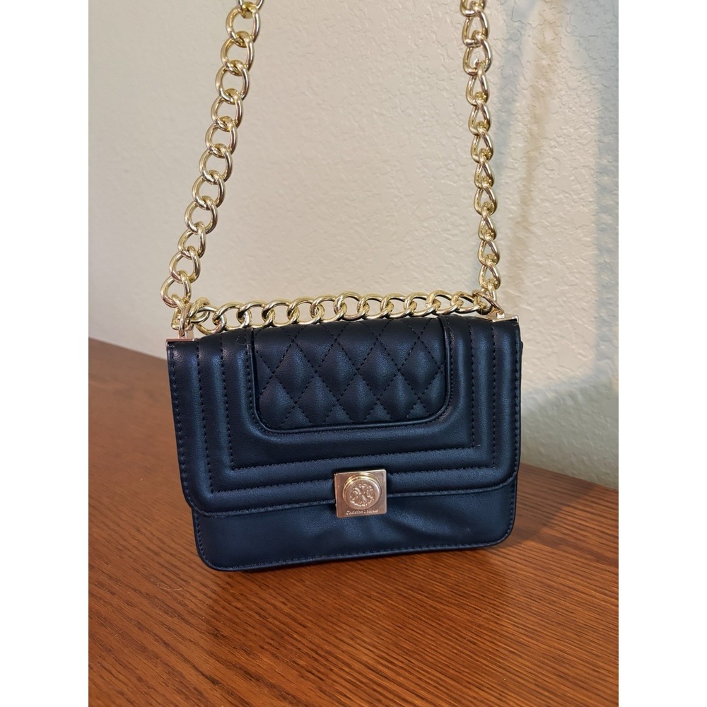 Christian Lacroix Purse Used Black Shoulder Bag With Gold Color Chain